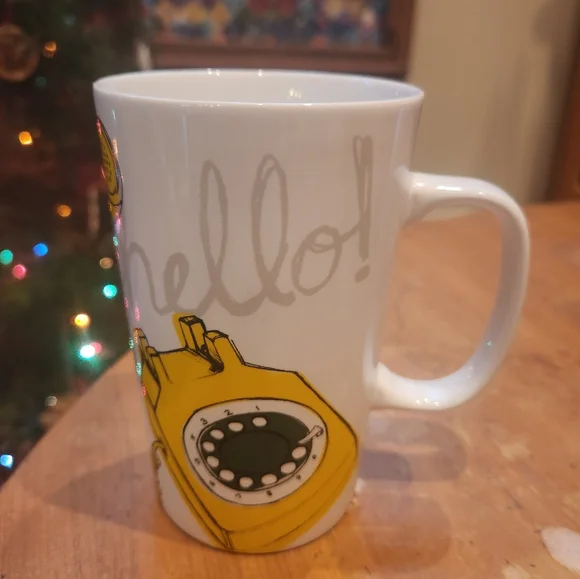 Starbucks | Dining | Starbucks Hello Yellow Rotary Phone Coffee Mug Cup 6 Oz  White | Poshmark